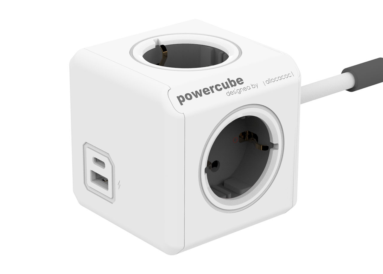Разклонител PowerCube 10436 - 4 гнезда - USB A+C - 1.5м кабел